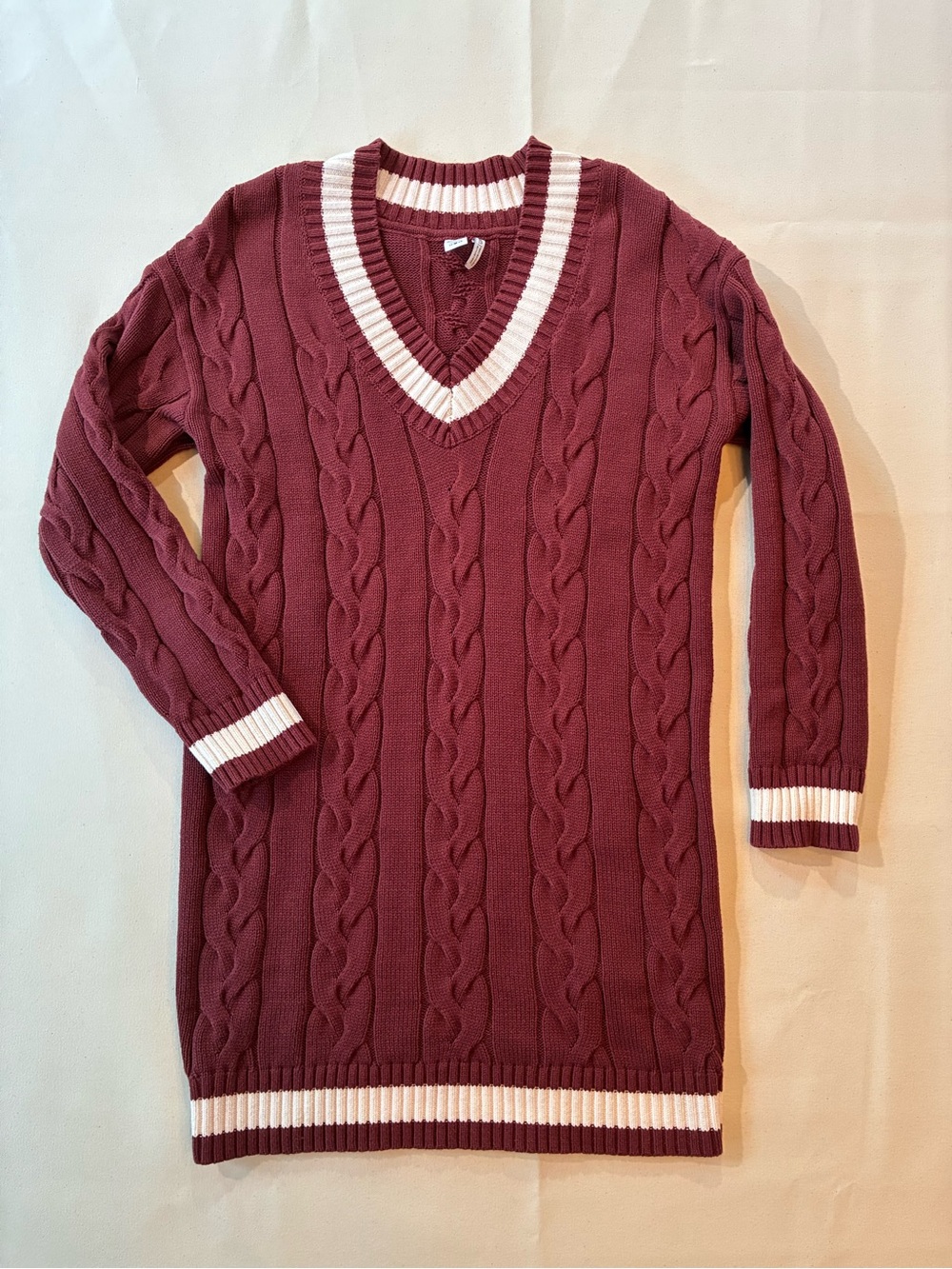 Preppy Simons Twik Vision Recycled Coton Blend Knit V-Neck Sweater Dress XS